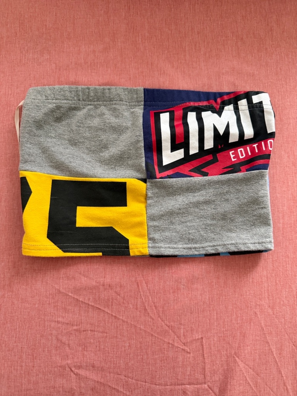 Forever 21 Gray, Yellow & Navy Patchwork Crop Top